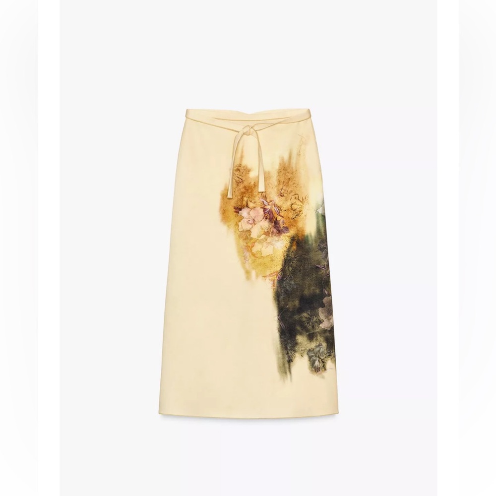 Zara Cream Floral Pencil Skirt